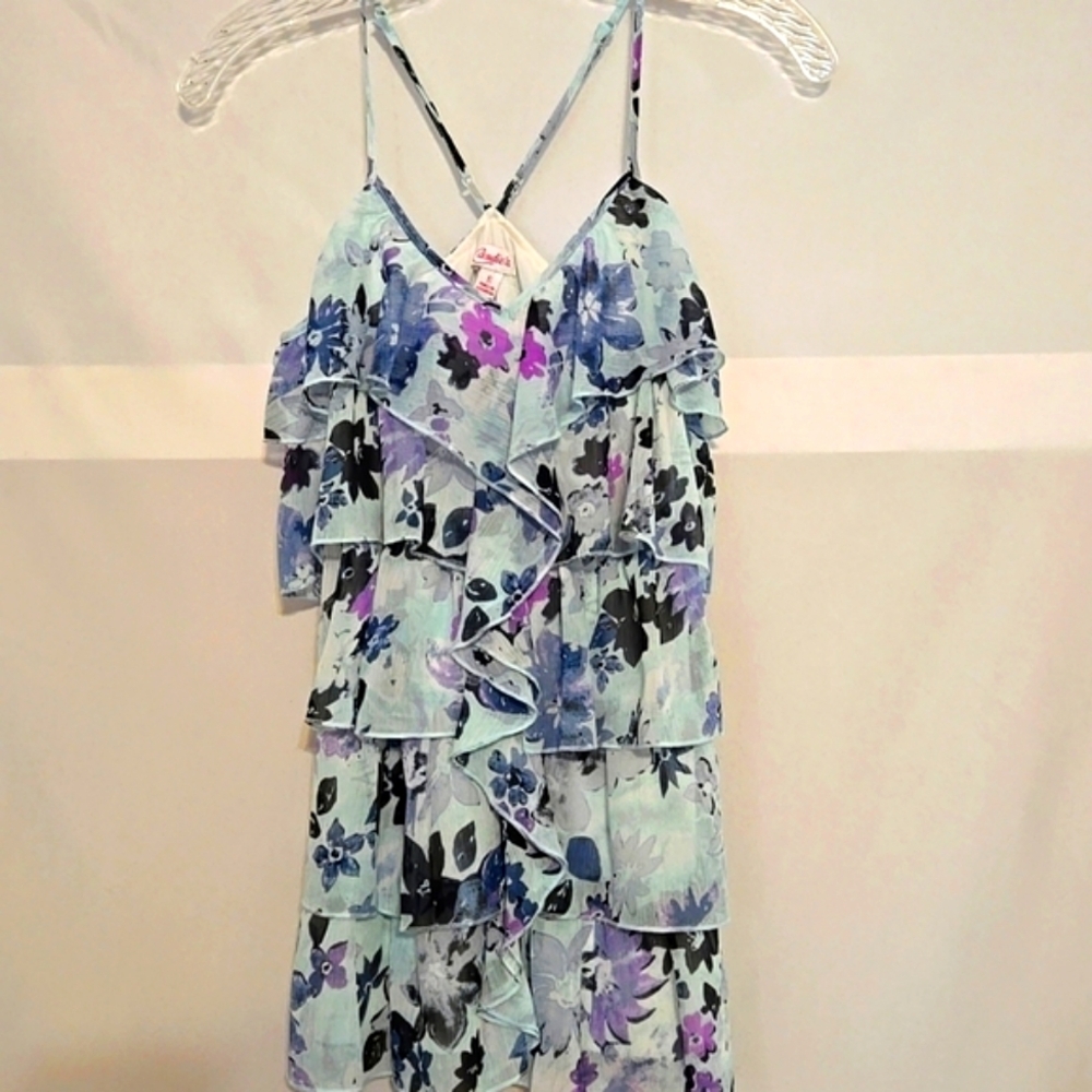 Candies, Top, Ruffled, Layered,  Sz Sm, Racerback Tank, Blouse, Purple, Blue